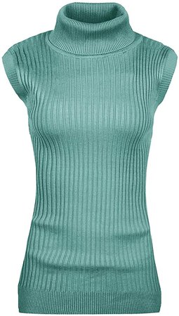 v28 Women Sleeveless High Neck Turtleneck Stretchable Knit Sweater Top-L, Tum at Amazon Women’s Clothing store