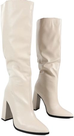 cream knee high heels