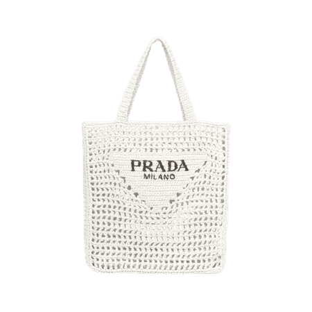PRADA - Small logo raffia tote