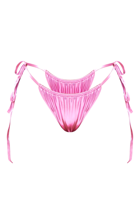 Baby Pink Metallic Adjustable String Tie Bikini Bottoms $20