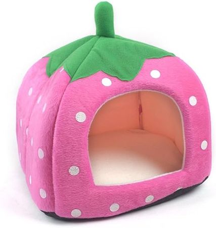 Vedem Portable Pet Strawberry Fleece House Cave Bed for Dog/Cat/Rabbit/Hamster/Guinea-Pigs (XL, Pink) : Amazon.com.au: Pet Supplies