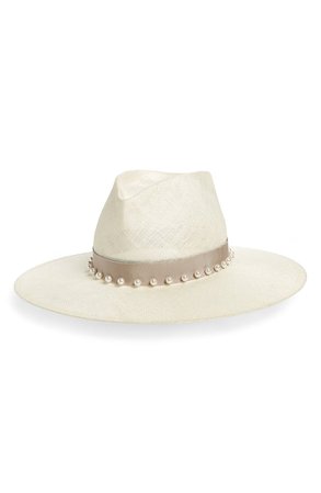 Eugenia Kim Harlowe Imitation Pearl Embellished Panama Hat | Nordstrom