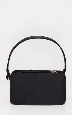 Black Satin Rectangle Micro Mini Bag | PrettyLittleThing