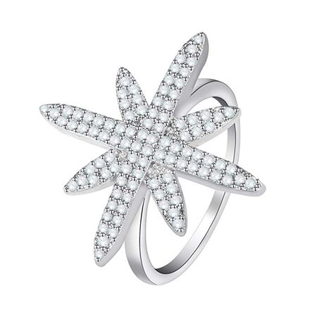CZ Crystal Rings, Engagement Wedding Rings for Women, Silver (Flower, 7.25): Clothing