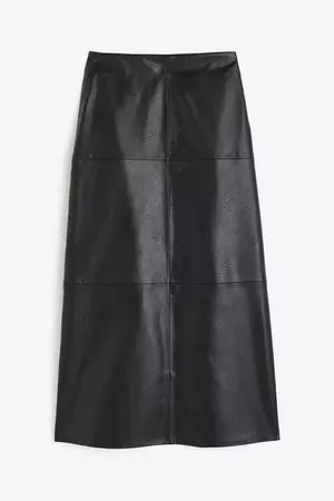 Coated leather midi Skirt - Black - Ladies | H&M US