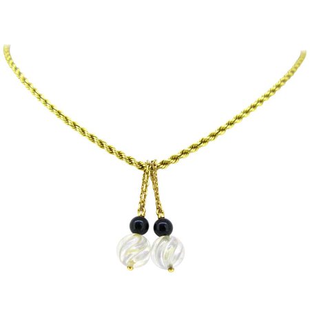 Boucheron, Crystal Rock Onyx Yellow Gold Pendant Chain Necklace