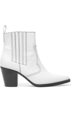GANNI | Croc-effect leather ankle boots | NET-A-PORTER.COM