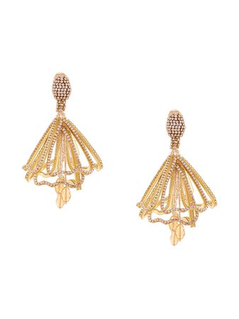 Shop gold & yellow Oscar de la Renta crystal chandelier clip-on earrings with Express Delivery - Farfetch