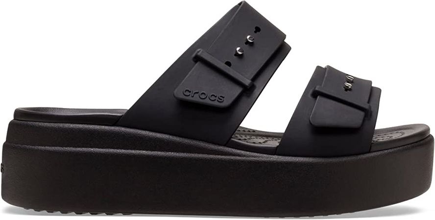 Amazon.com | Crocs Women's Brooklyn Low Wedges Sandal, Black/Black/Black, 6 | Platforms & Wedges