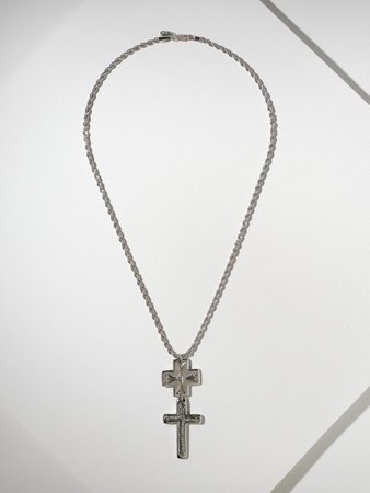The Double Cross Necklace - Silver | Vanessa Mooney