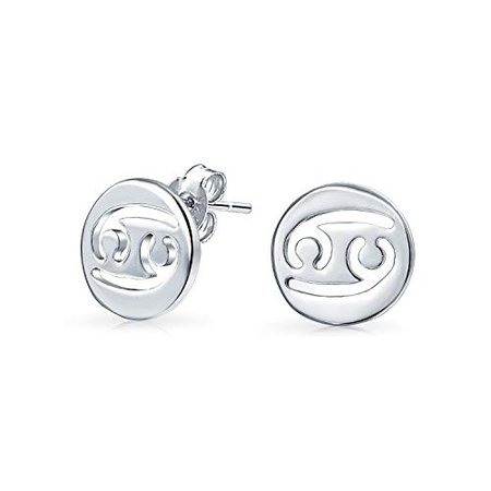 Amazon.com: Tiny Simple Round Astrology Cancer Horoscope Zodiac Stud Earrings For Teen For Women Sterling Silver 12 Birth Month Sign: Jewelry