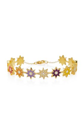 18K Gold, Pave Diamond And Enamel Bracelet by Colette Jewelry | Moda Operandi