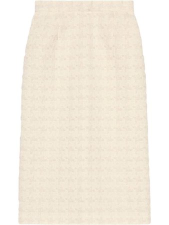 White Gucci Houndstooth Tweed Skirt | Farfetch.com