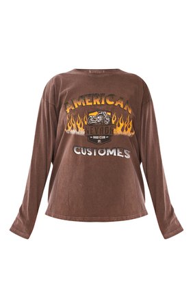 Chocolate American Customes Long Sleeve T Shirt | PrettyLittleThing USA