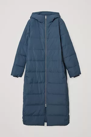 LONG HOODED PUFFER COAT - Blue - Coats - COS WW
