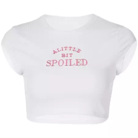 Pink Letter Embroidery Crop Top - Shoptery