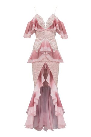 pink couture runway gown