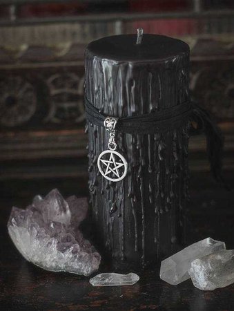 Witchy black candle with pentacle Witchcraft candle Freyja