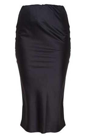 Black Satin Midi Skirt | Skirts | PrettyLittleThing