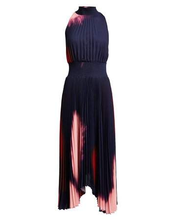 A.L.C. | Renzo Tie-Dye Pleated Midi Dress | INTERMIX®