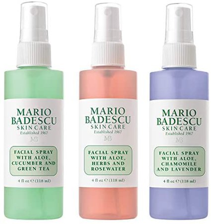 Amazon.com: Mario Badescu Spritz Mist and Glow Facial Spray Collection Trio, Lavender, Cucumber, Rose , 4 Fl Oz (Pack of 3) : Beauty & Personal Care