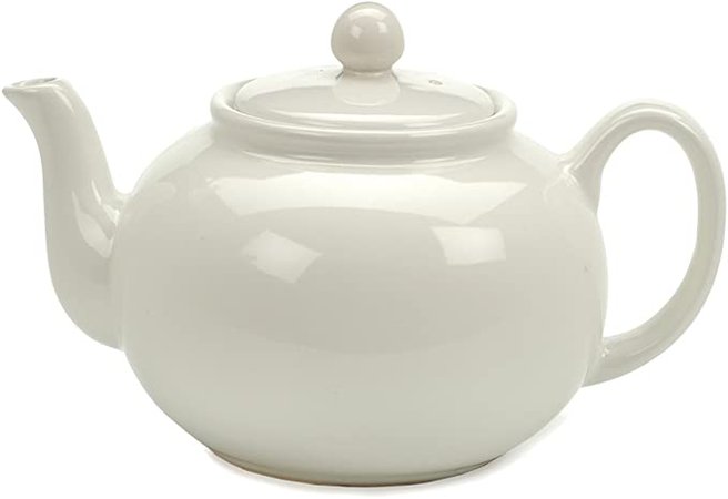 Amazon.com | RSVP Large 6-Cup Stoneware Teapot, White: Teapots