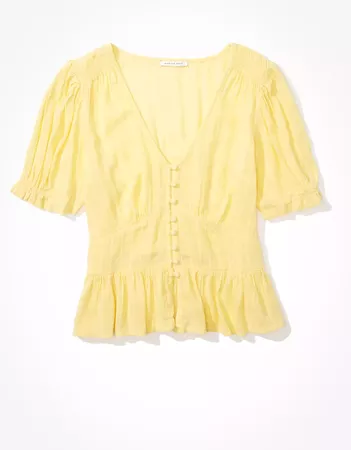 AE Short Sleeve Button Up Shirt yellow