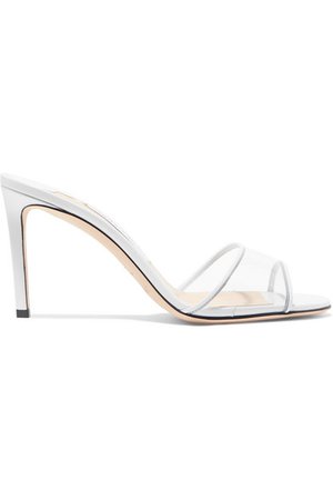 Jimmy Choo | Stacey 85mm leather and PVC mules | NET-A-PORTER.COM