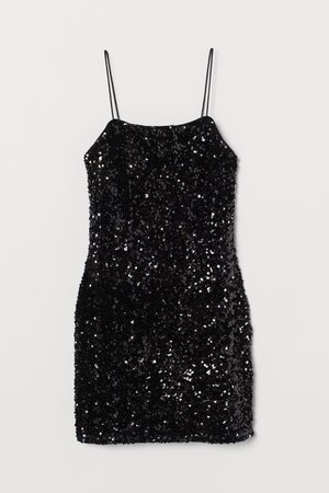 Short sequined dress - Black - Ladies | H&M GB