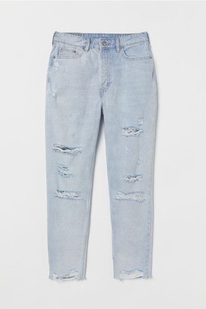 Slim Mom Jeans Trashed - Pale denim blue - | H&M GB