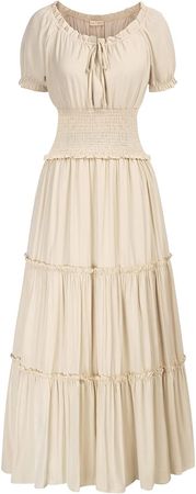 Amazon.com: Off Shoulder Tiered Dress Women Maxi Long Renaissance Peasant Boho Dress Wine XL : Clothing, Shoes & Jewelry