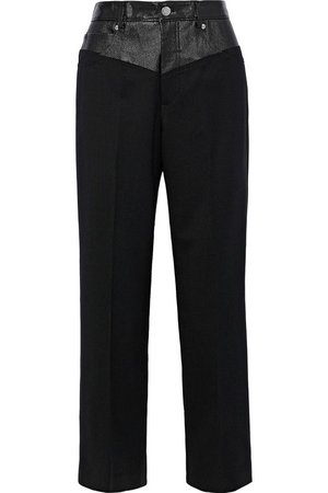 Cropped leather-paneled wool-blend straight-leg pants | HELMUT LANG | Sale up to 70% off | THE OUTNET