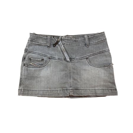 gray denim funky asymmetrical zip mini skirt