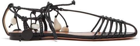 Tullio Shell Braided Leather Sandals - Womens - Black