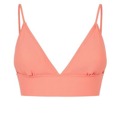 Vero Moda Coral Longline Triangle Bikini Top | New Look