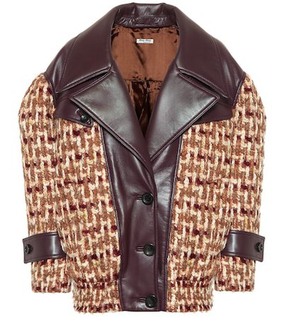 Wool tweed and leather jacket