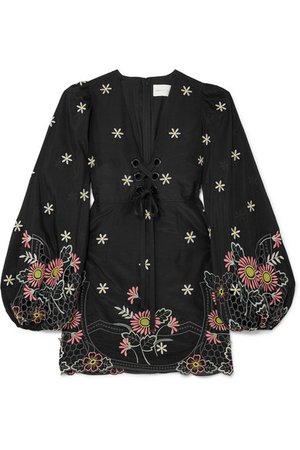 alice McCALL | Honeycomb Daisy embroidered cotton and silk-blend mini dress | NET-A-PORTER.COM