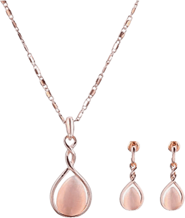 Peach necklace and earring set