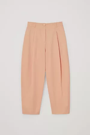 ROUNDED COTTON TROUSERS - Peach - Trousers - COS WW peach