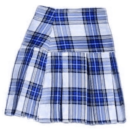 blue plaid pleated mini skirt
