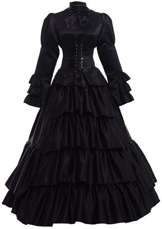 *clipped by @luci-her* Gothic Victorian Rococo Dress Costumes Balck S: Clothing