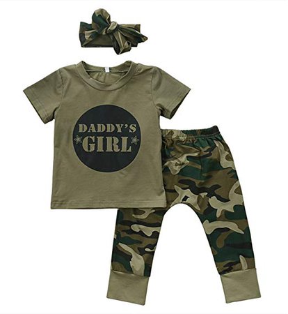 Amazon.com: 2 Styles Baby Boy Girl Camouflage Short Sleeve T-Shirt Tops+Green Long Pants Outfit Casual Outfit: Clothing