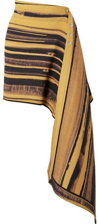 Peter Do - Asymmetric Striped Wool And Silk-blend Cady Wrap Mini Skirt - Yellow