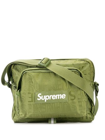 Green Supreme Logo Print Shoulder Bag | Farfetch.com
