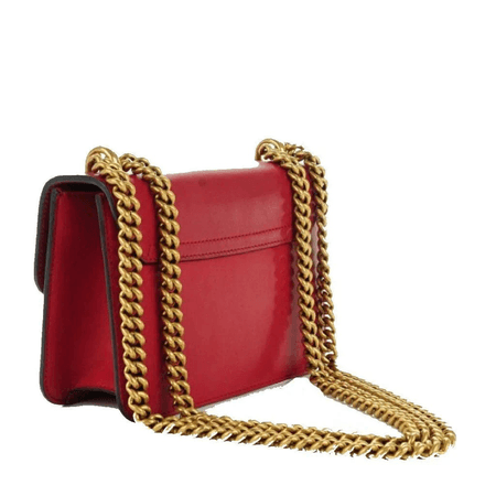 Red gold chain bag #bag #purse #red #yellow #gold