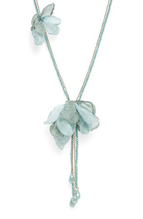 Stella + Ruby Chiffon Flower Lariat Necklace | Nordstrom