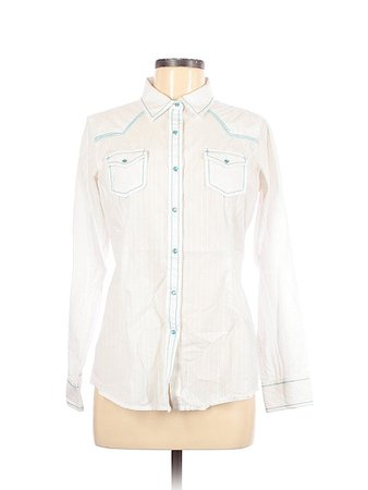 Ariat 100% Cotton White Long Sleeve Button-Down Shirt Size M - 70% off | thredUP