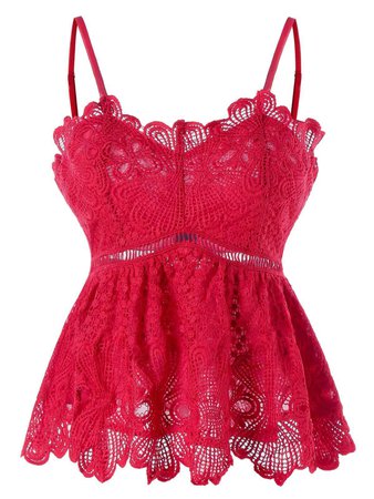 2018 Lace Peplum Cami Top RED XL In Tank Top Online Store. Best Lace Dress With Sleeves For Sale | DressLily.com