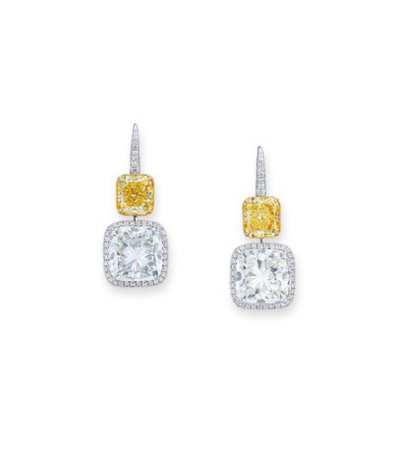 DIAMOND AND COLOURED DIAMOND EARRINGS | earrings, colored diamond | Christie's