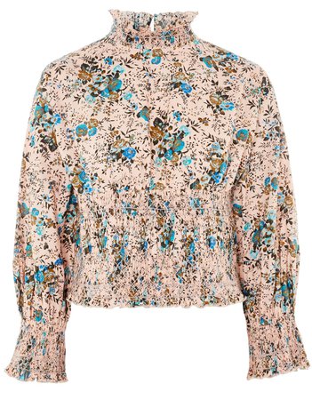 pink floral blouse